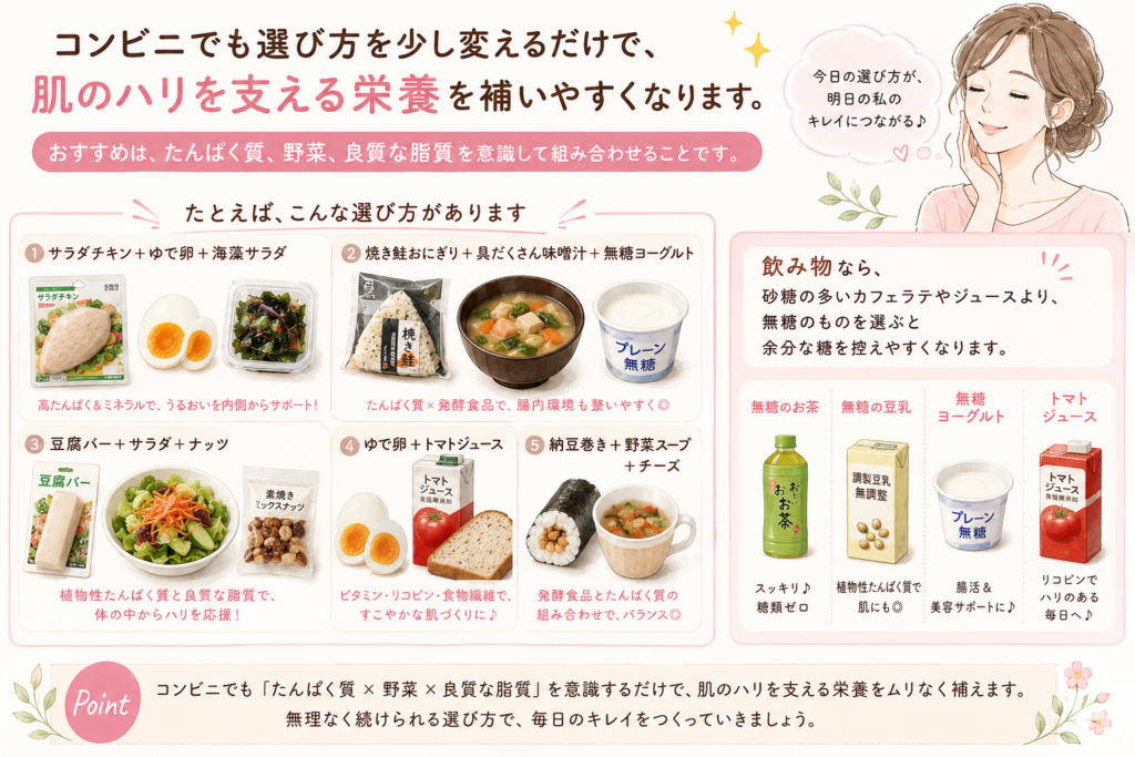 コンビニ,肌のハリ